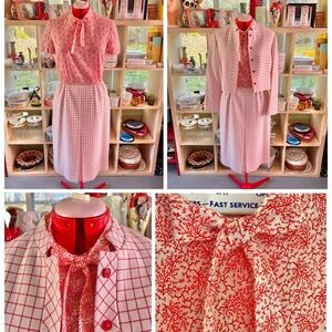 Red and White Two-Piece Vintage Dress